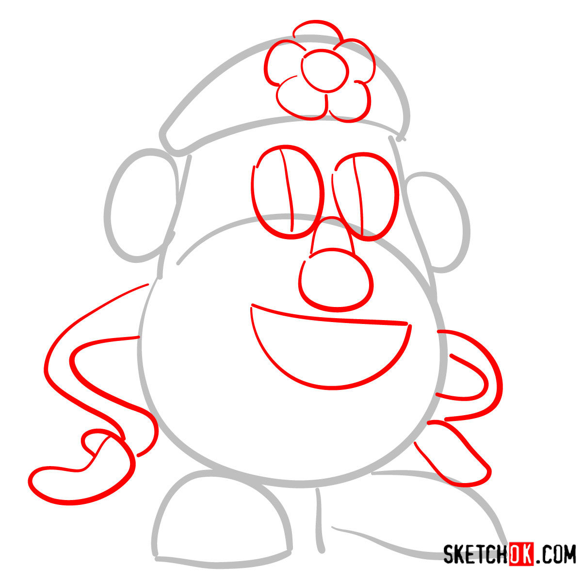 How to draw Mrs. Potato Head from Toy Story - step 02