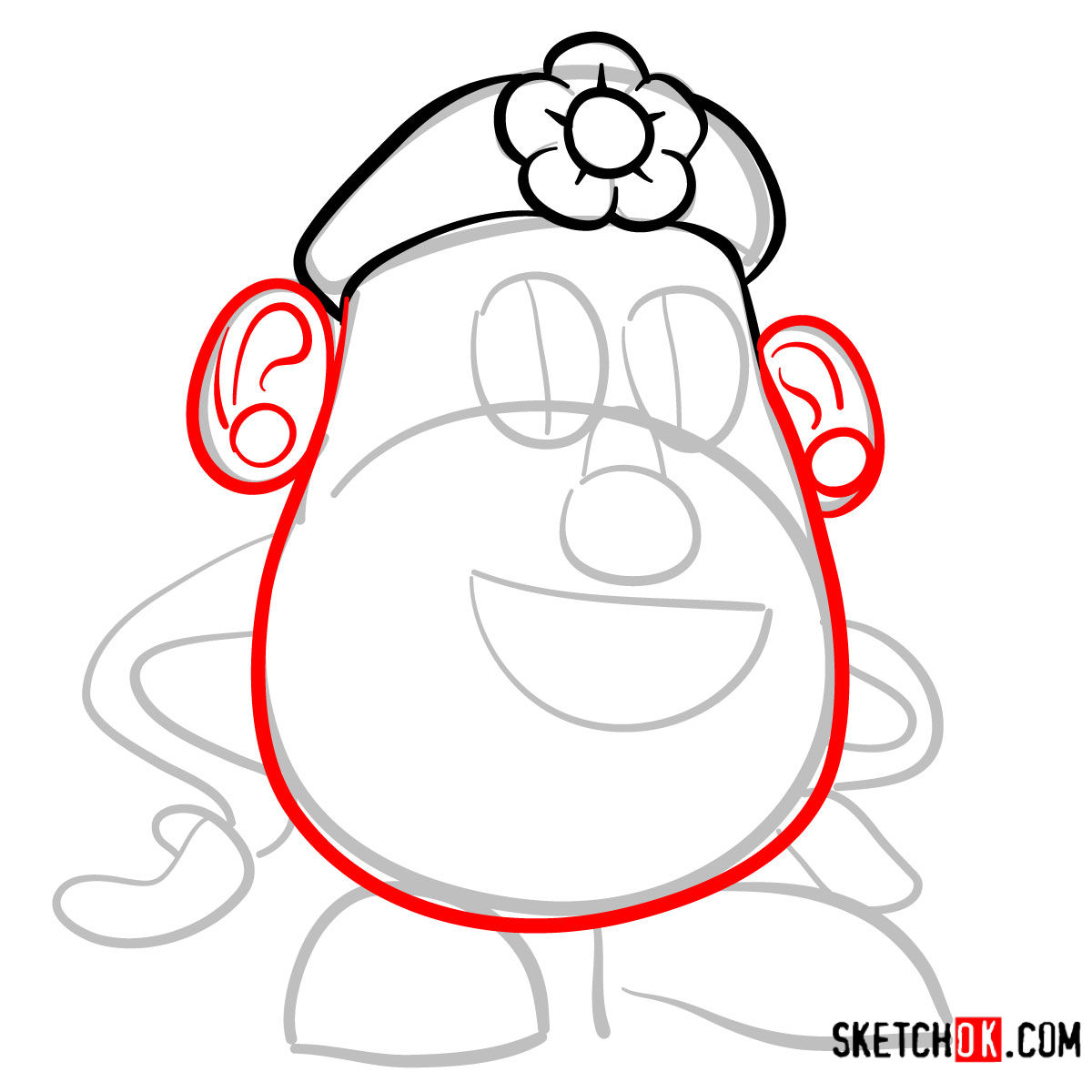 How to draw Mrs. Potato Head from Toy Story - step 04