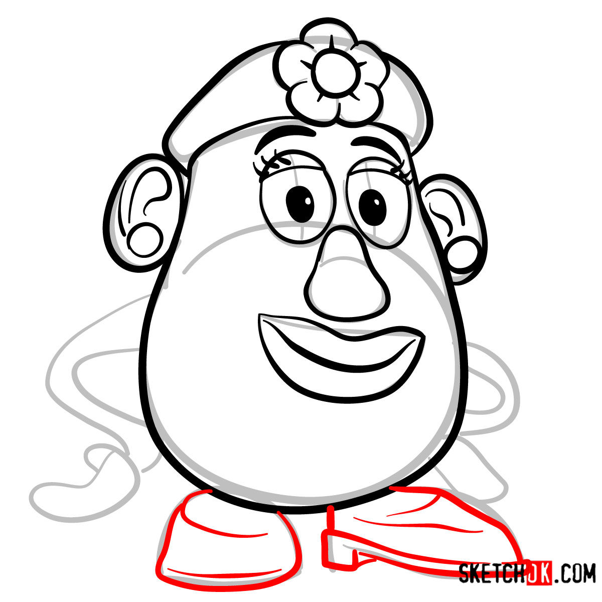 How to draw Mrs. Potato Head from Toy Story - step 07