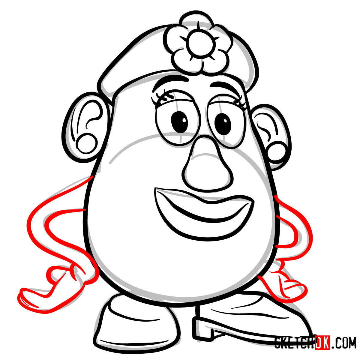 How to draw Mrs. Potato Head from Toy Story - step 08