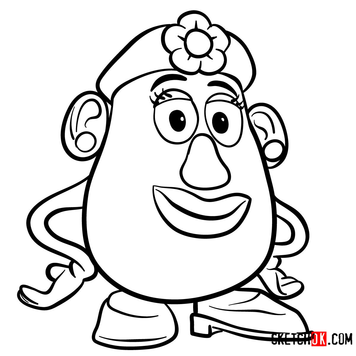 How to draw Mrs. Potato Head from Toy Story