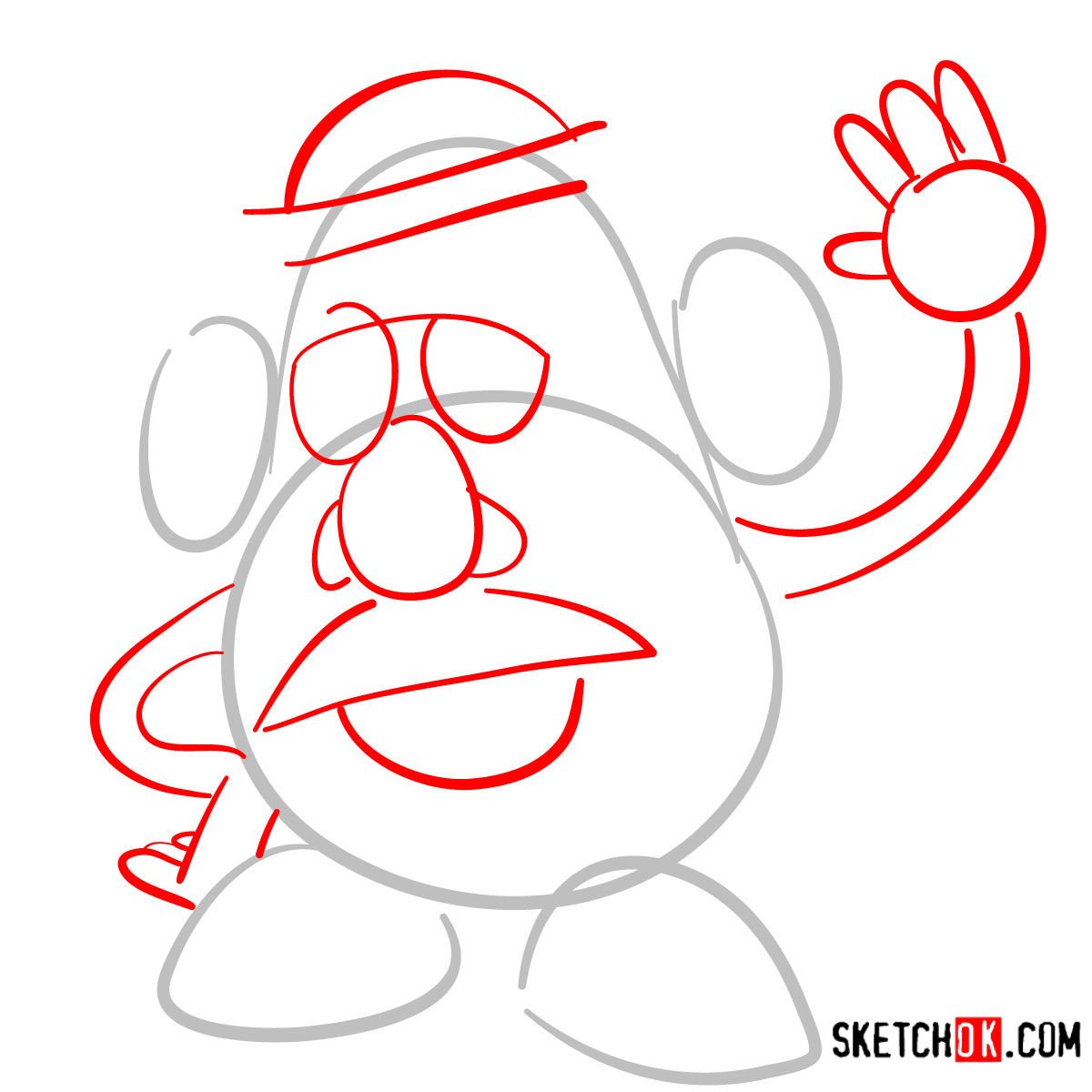 How to draw Mr. Potato Head | Toy Story - step 02