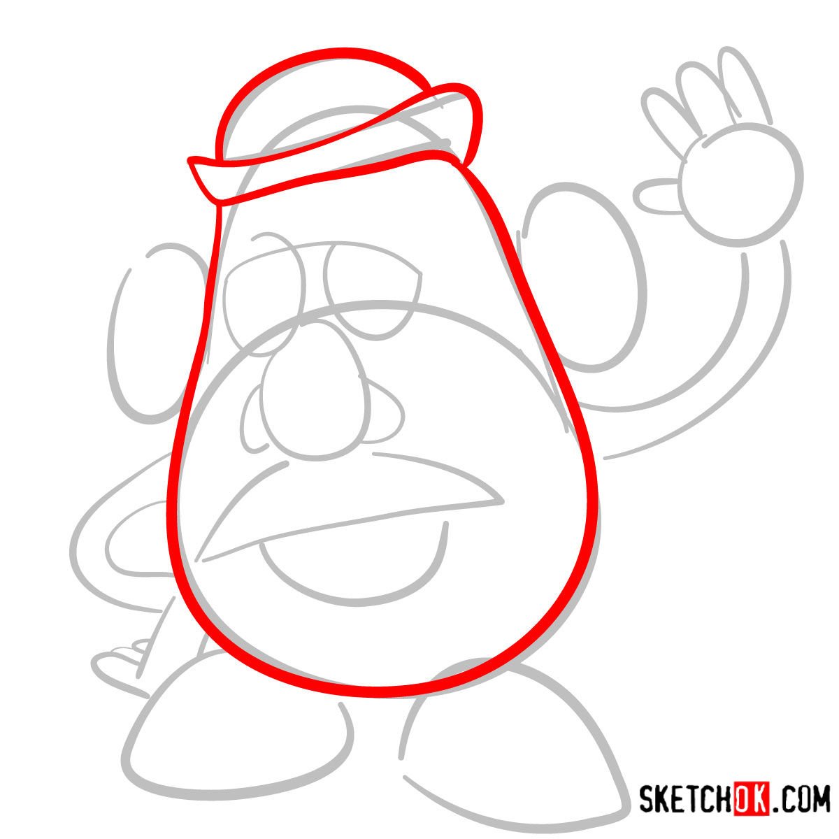 How to draw Mr. Potato Head | Toy Story - step 03