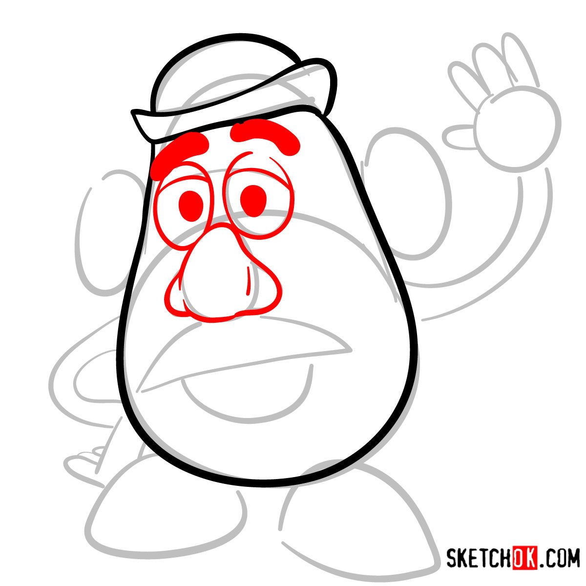 How to draw Mr. Potato Head | Toy Story - step 04