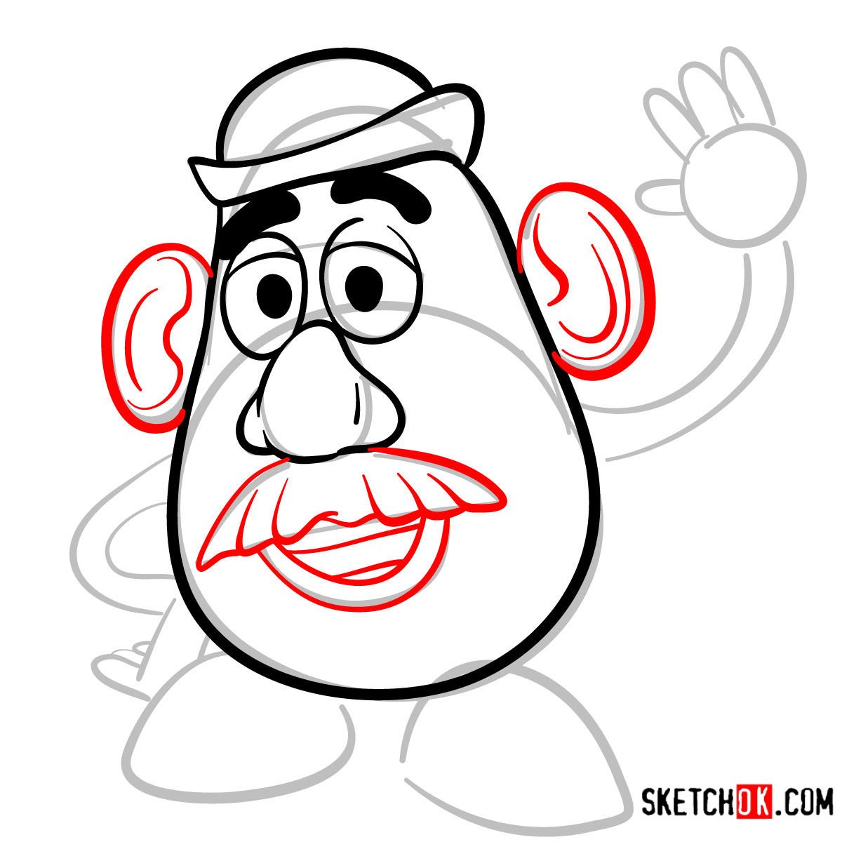 How to draw Mr. Potato Head | Toy Story - step 05