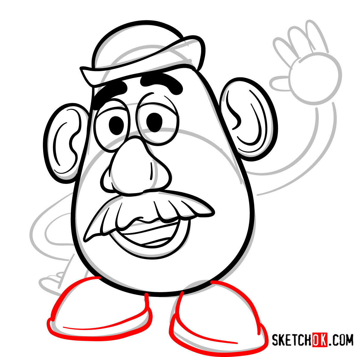 How to draw Mr. Potato Head | Toy Story - step 06