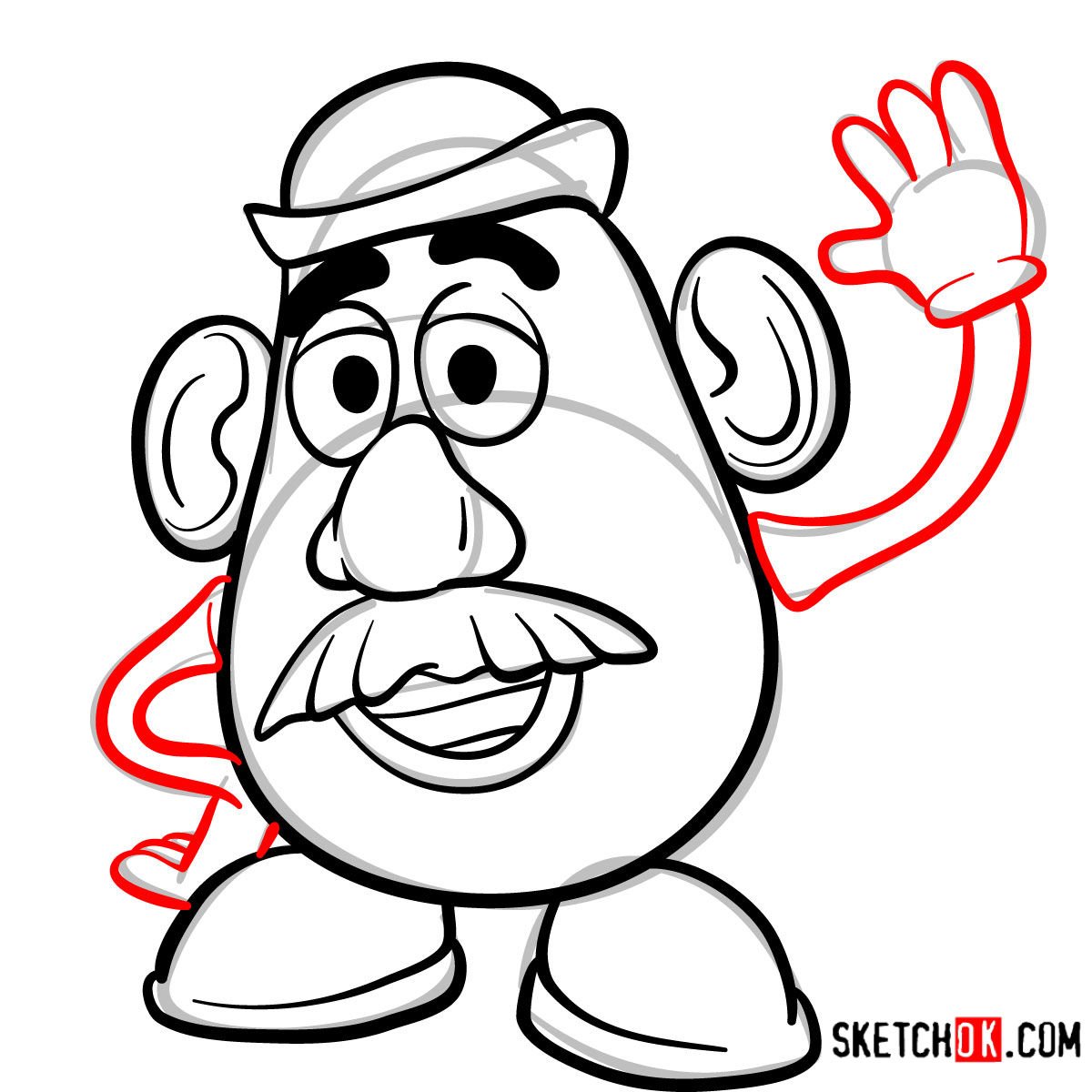 How to draw Mr. Potato Head | Toy Story - step 07