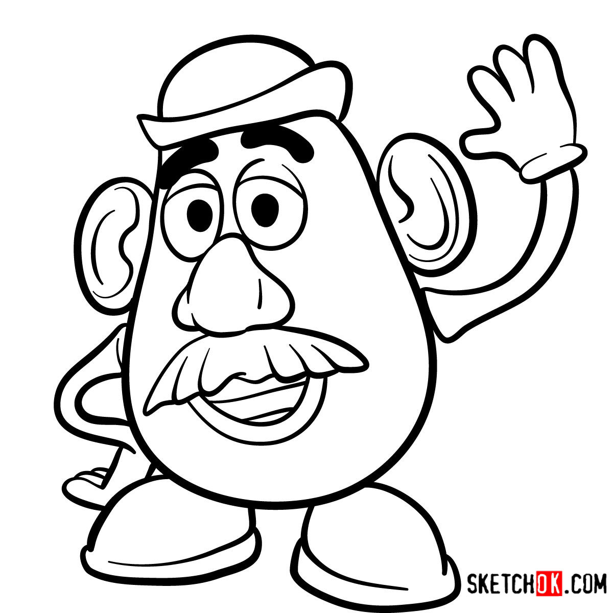 How to draw Mr. Potato Head Toy Story Sketchok easy drawing guides