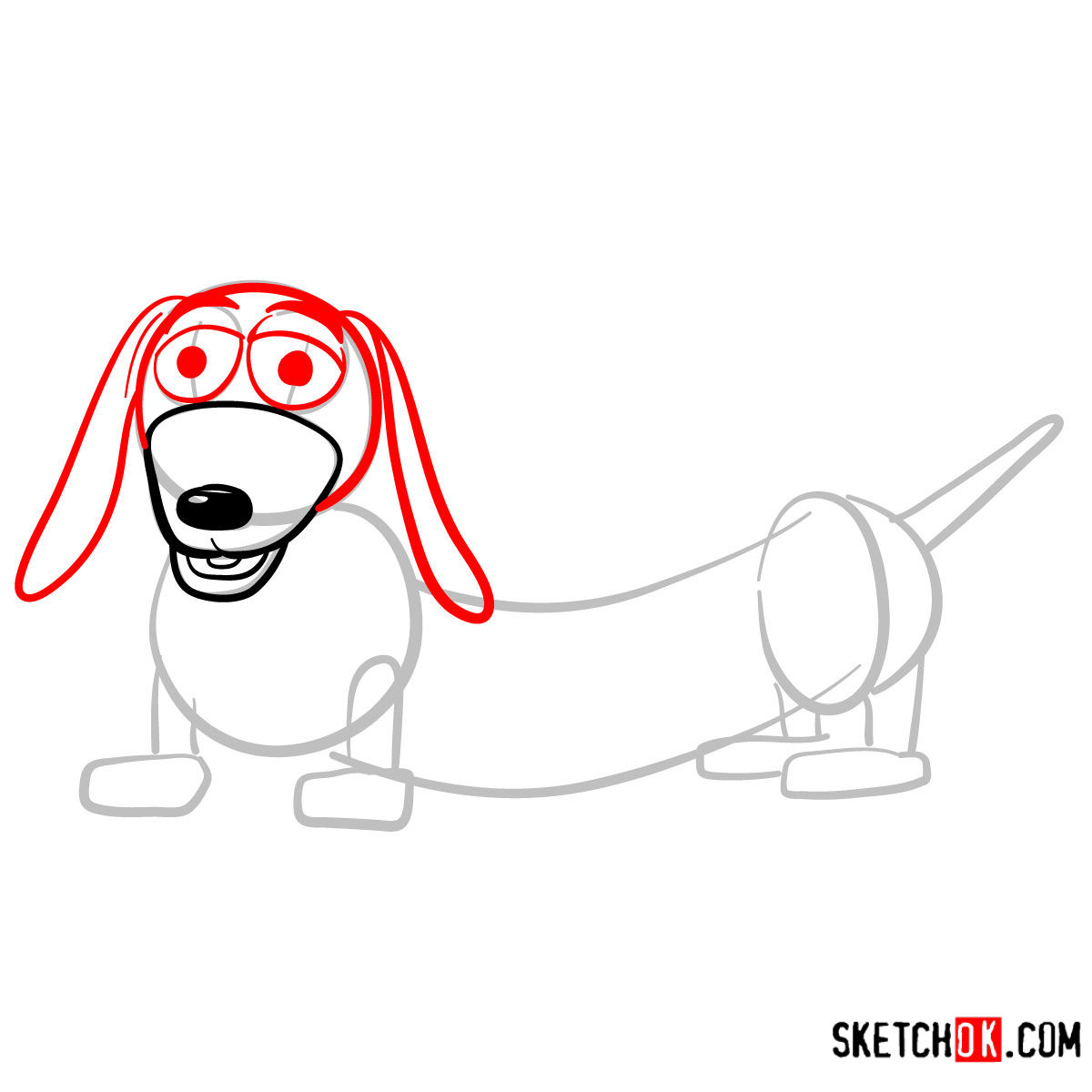 How to draw Slinky Dog | Toy Story - step 04