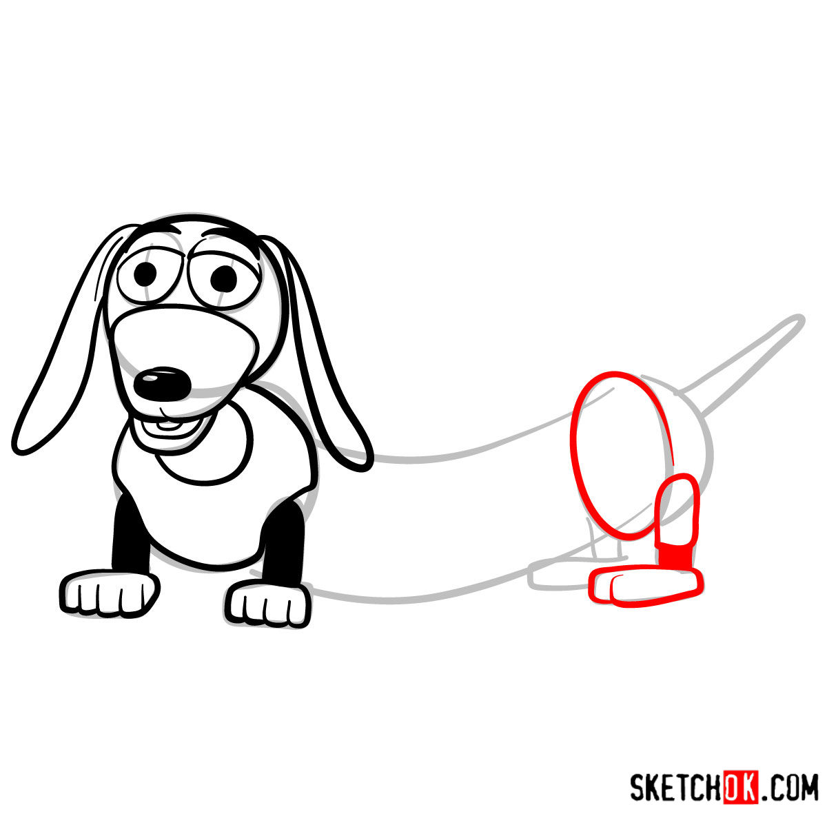 How to draw Slinky Dog | Toy Story - step 06