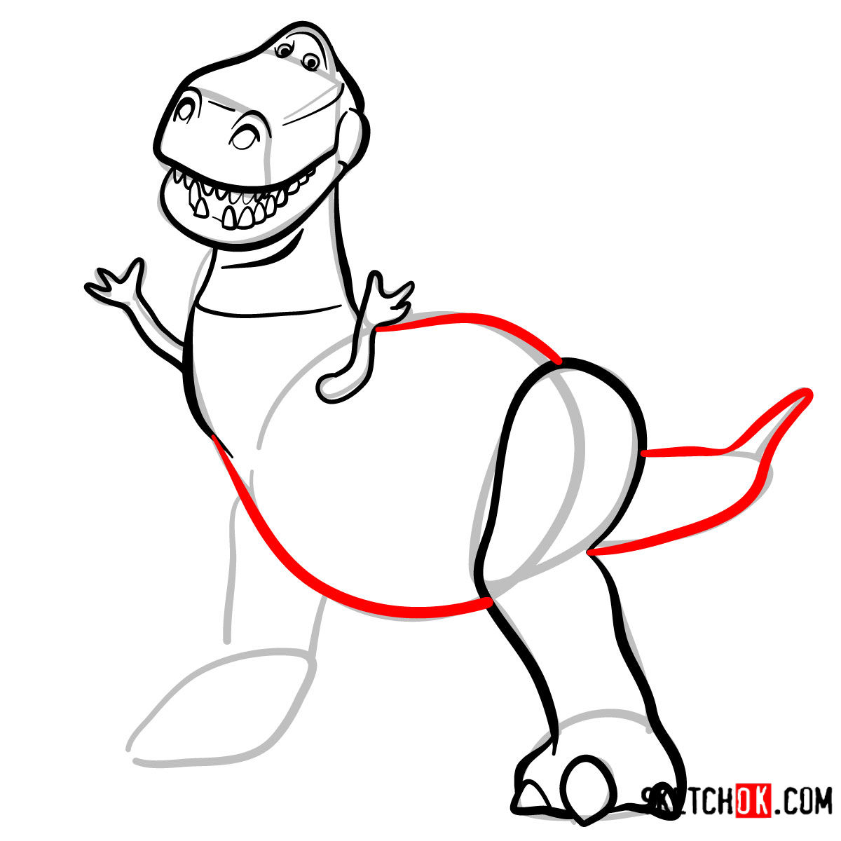 How to draw Rex | Toy Story - step 09