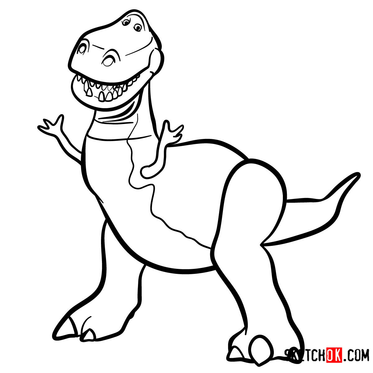 How to draw Rex Toy Story Sketchok easy drawing guides