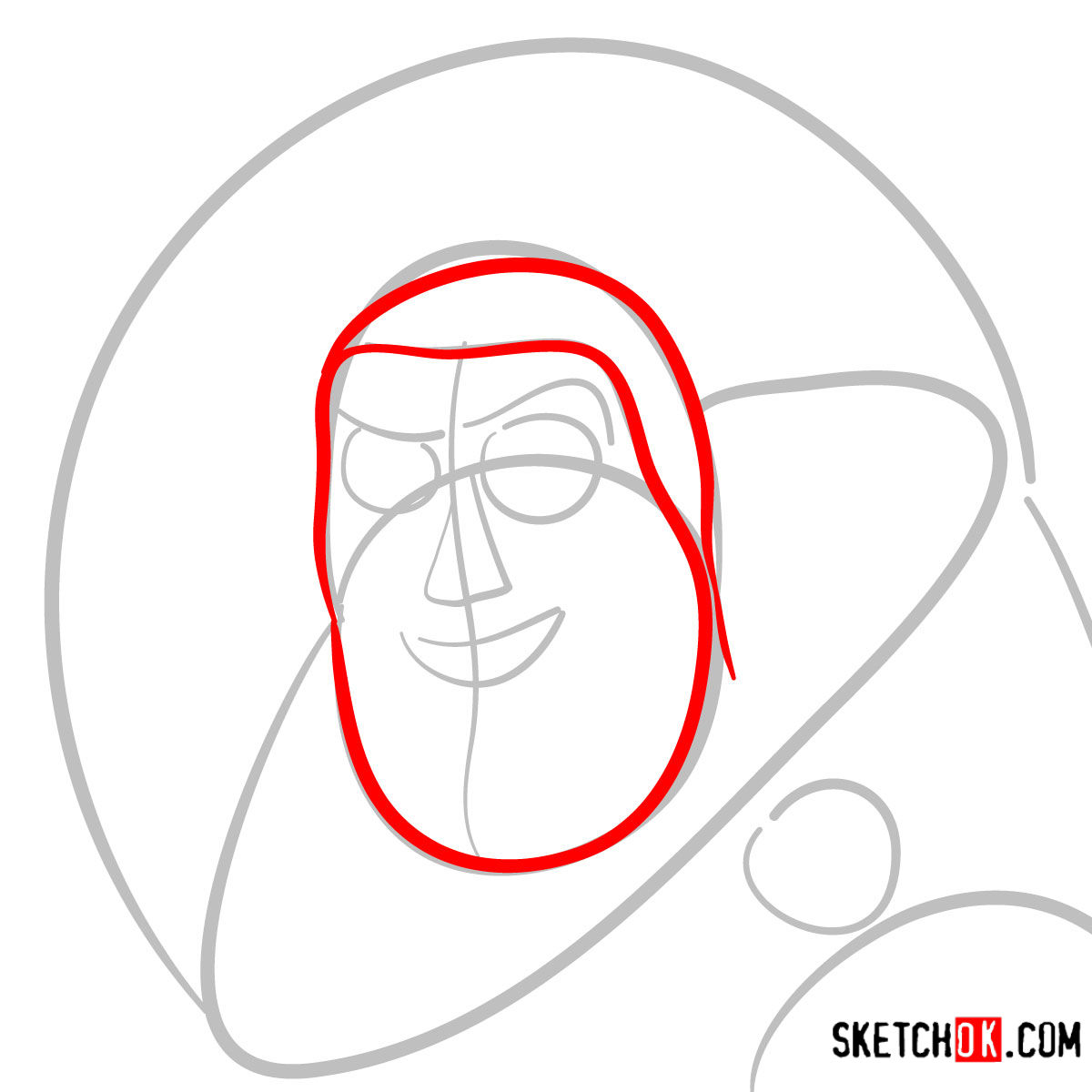 How to draw Buzz Lightyear's face | Toy Story - step 03