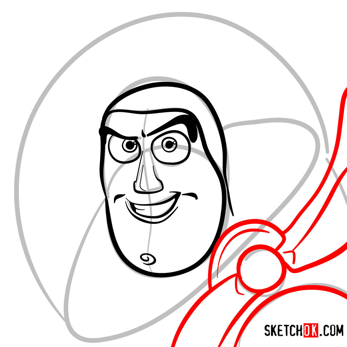 How to draw Buzz Lightyear's face | Toy Story - step 06