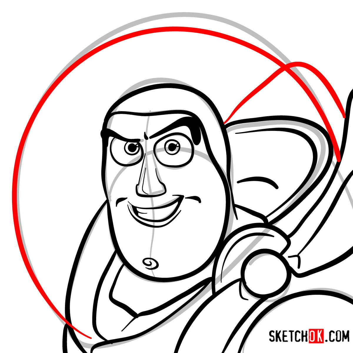 How to draw Buzz Lightyear's face | Toy Story - step 08