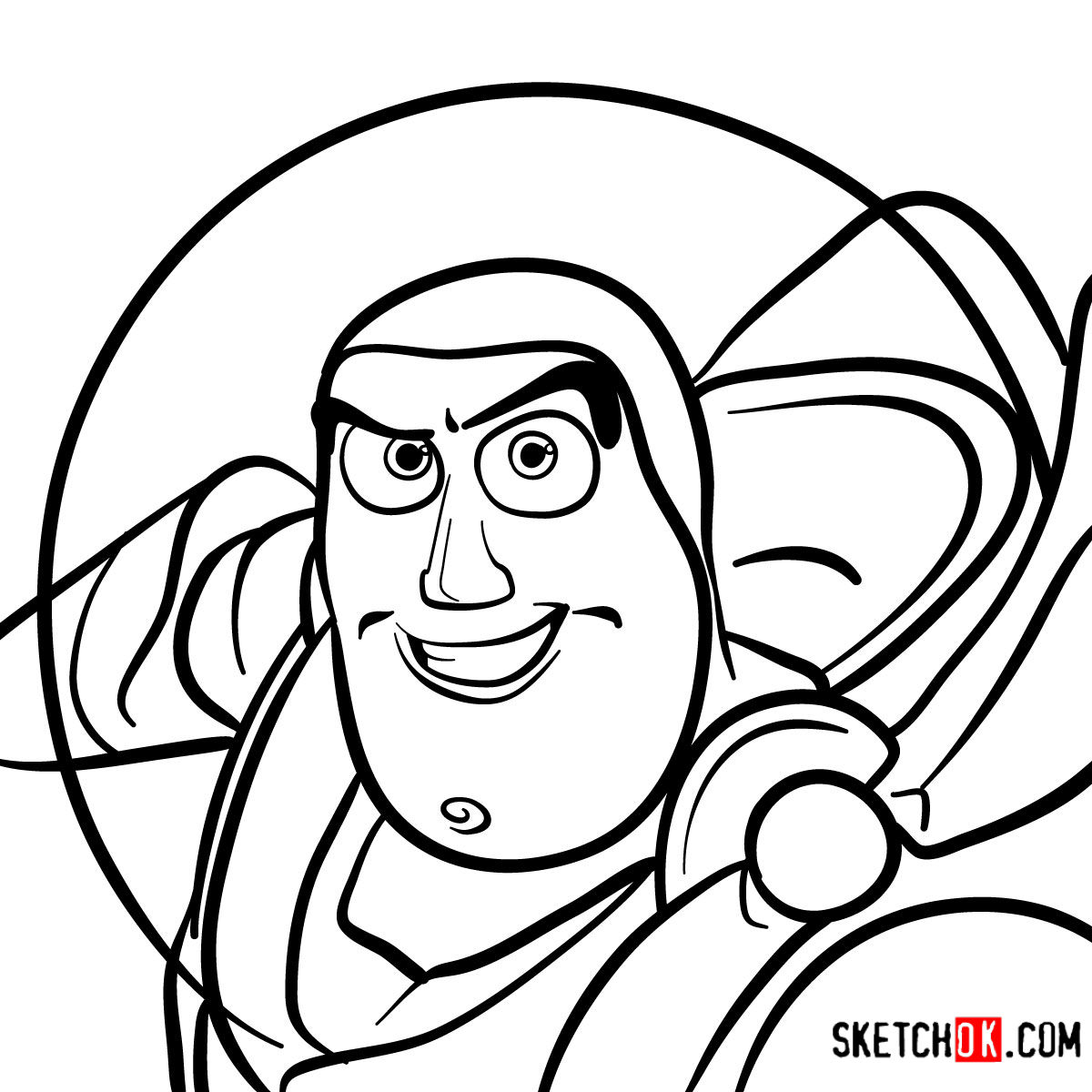 How to draw Buzz Lightyear's face