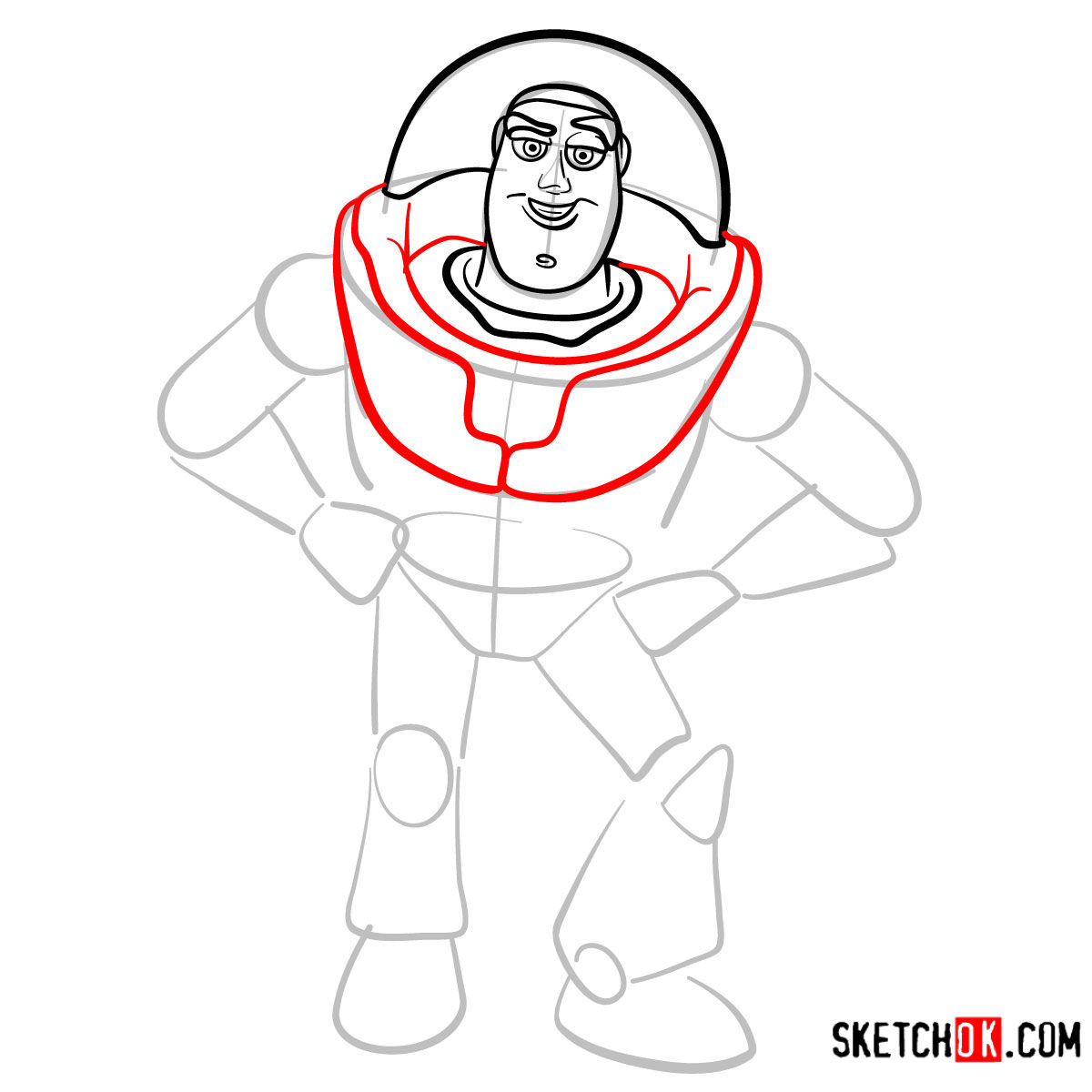 How to draw Buzz Lightyear | Toy Story - step 06