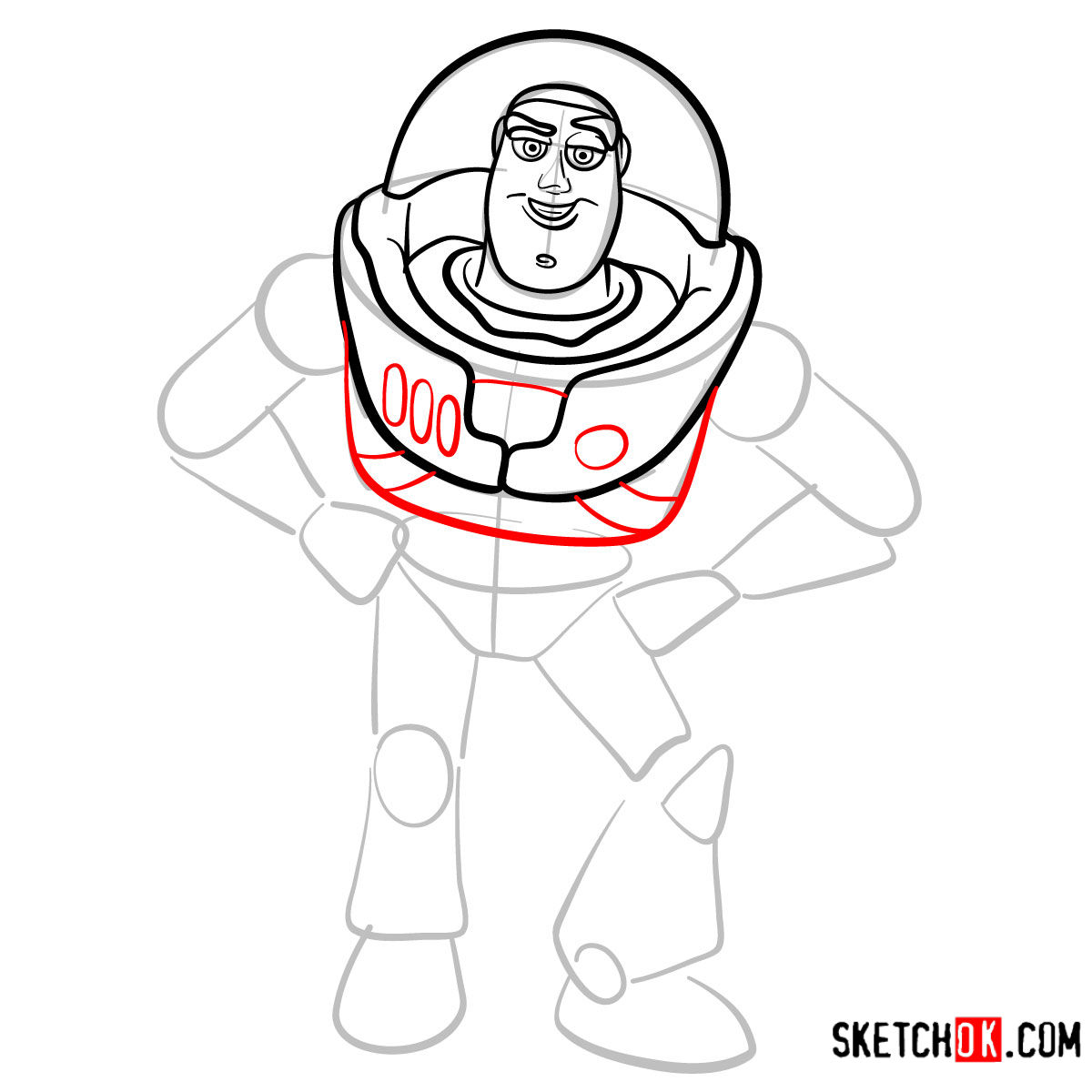 How to draw Buzz Lightyear | Toy Story - step 07
