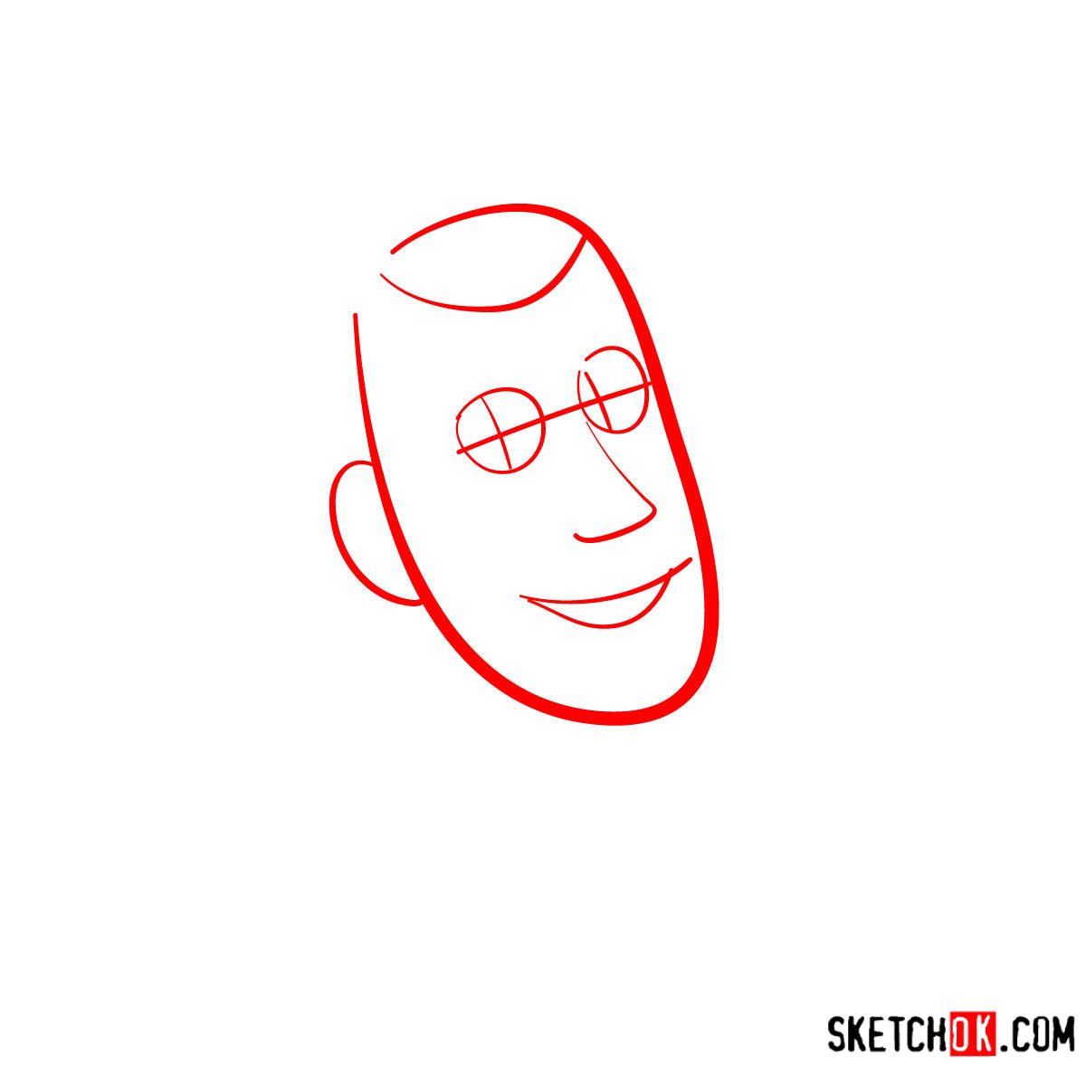 How to draw Woody's face | Toy Story - step 01
