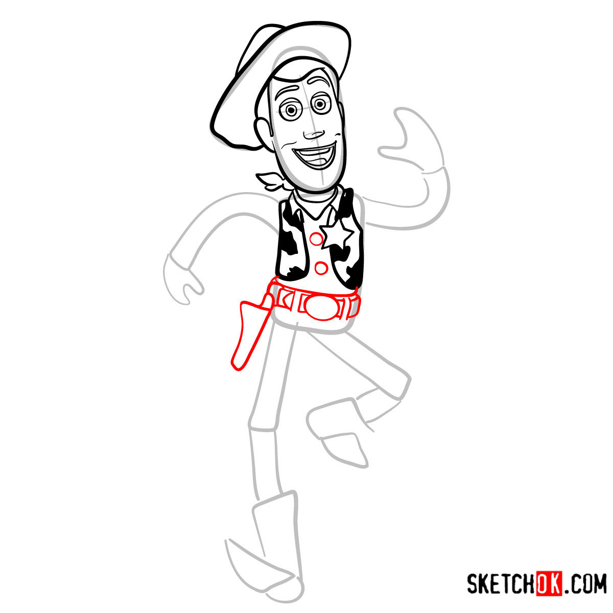 How to draw Sheriff Woody | Toy Story - step 07