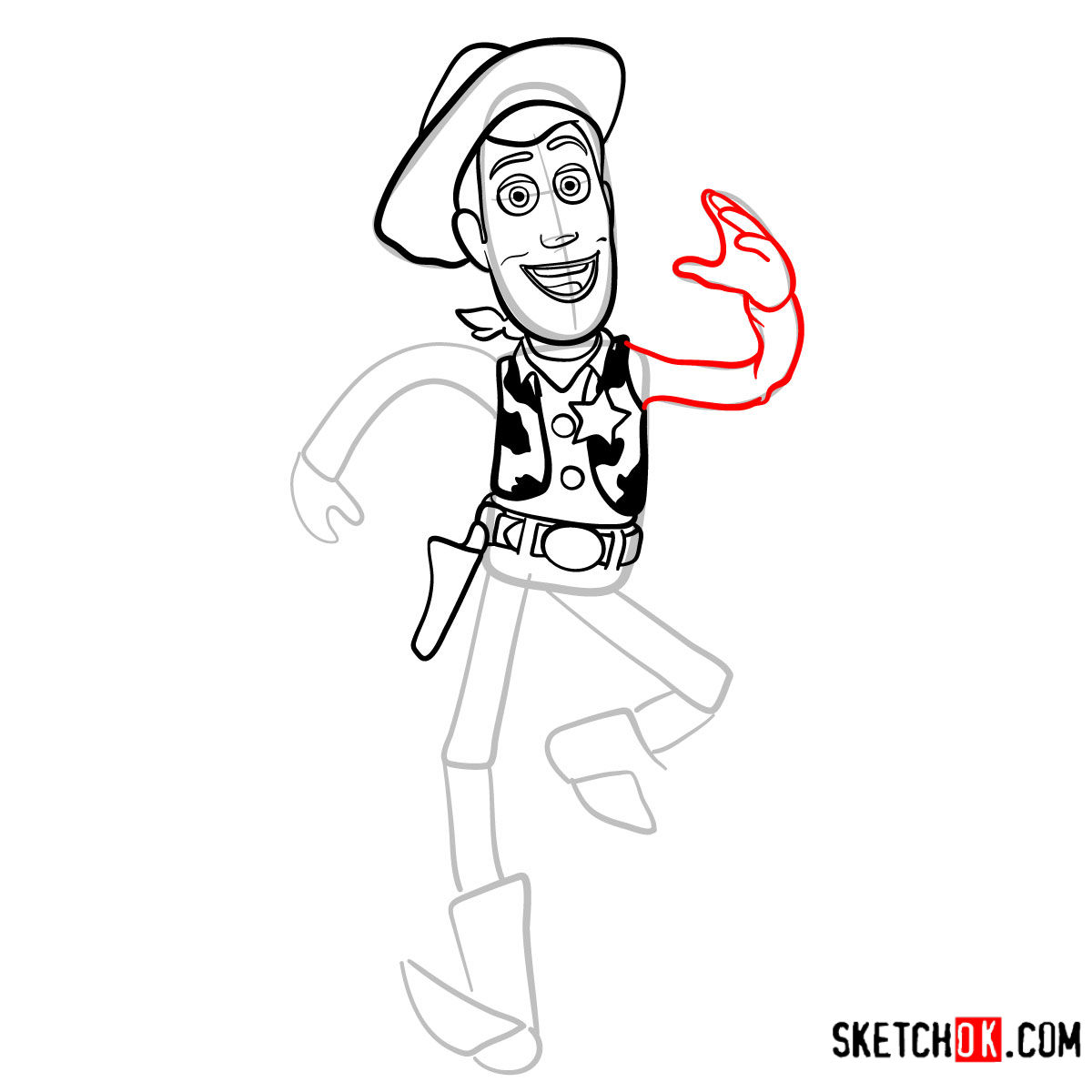 How to draw Sheriff Woody | Toy Story - step 08