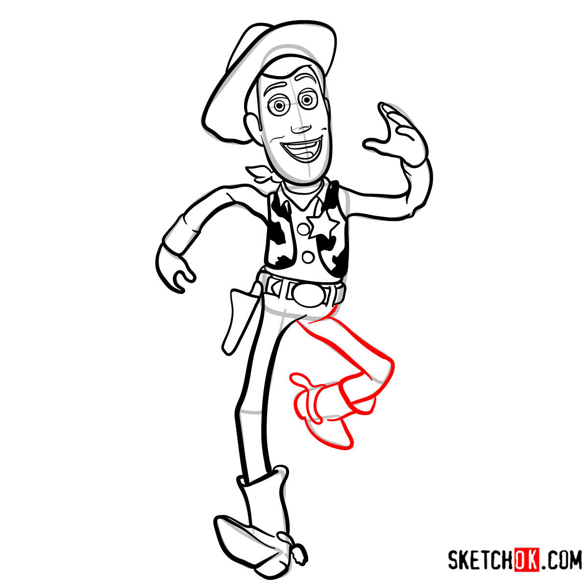 How to draw Sheriff Woody | Toy Story - step 11