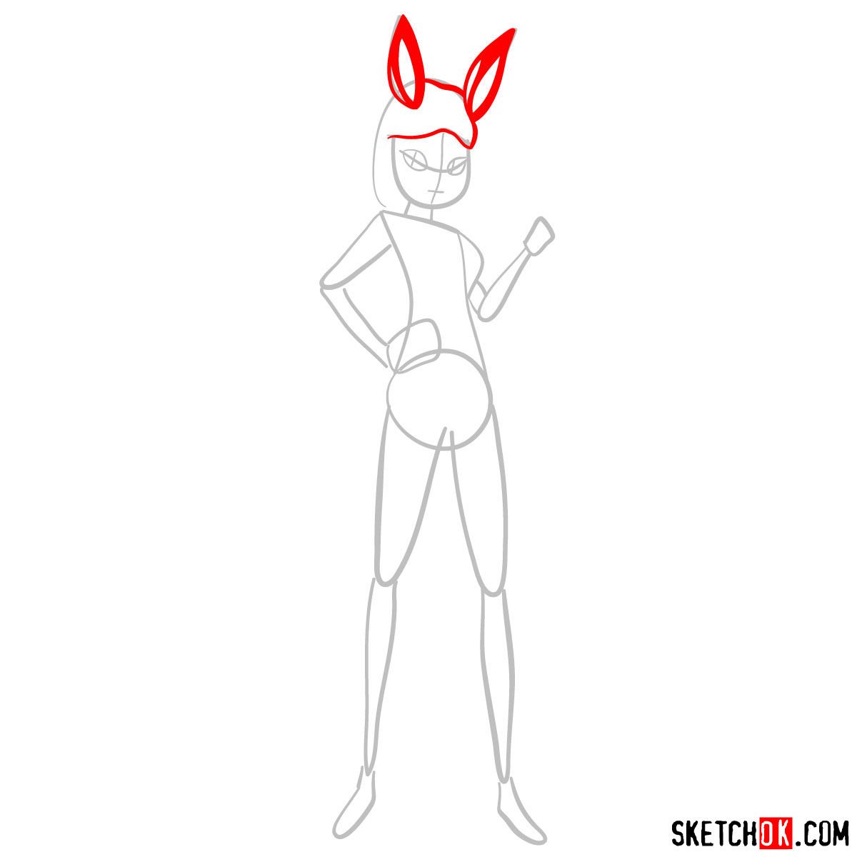 How to draw Rena Rouge | Ladybug - step 03