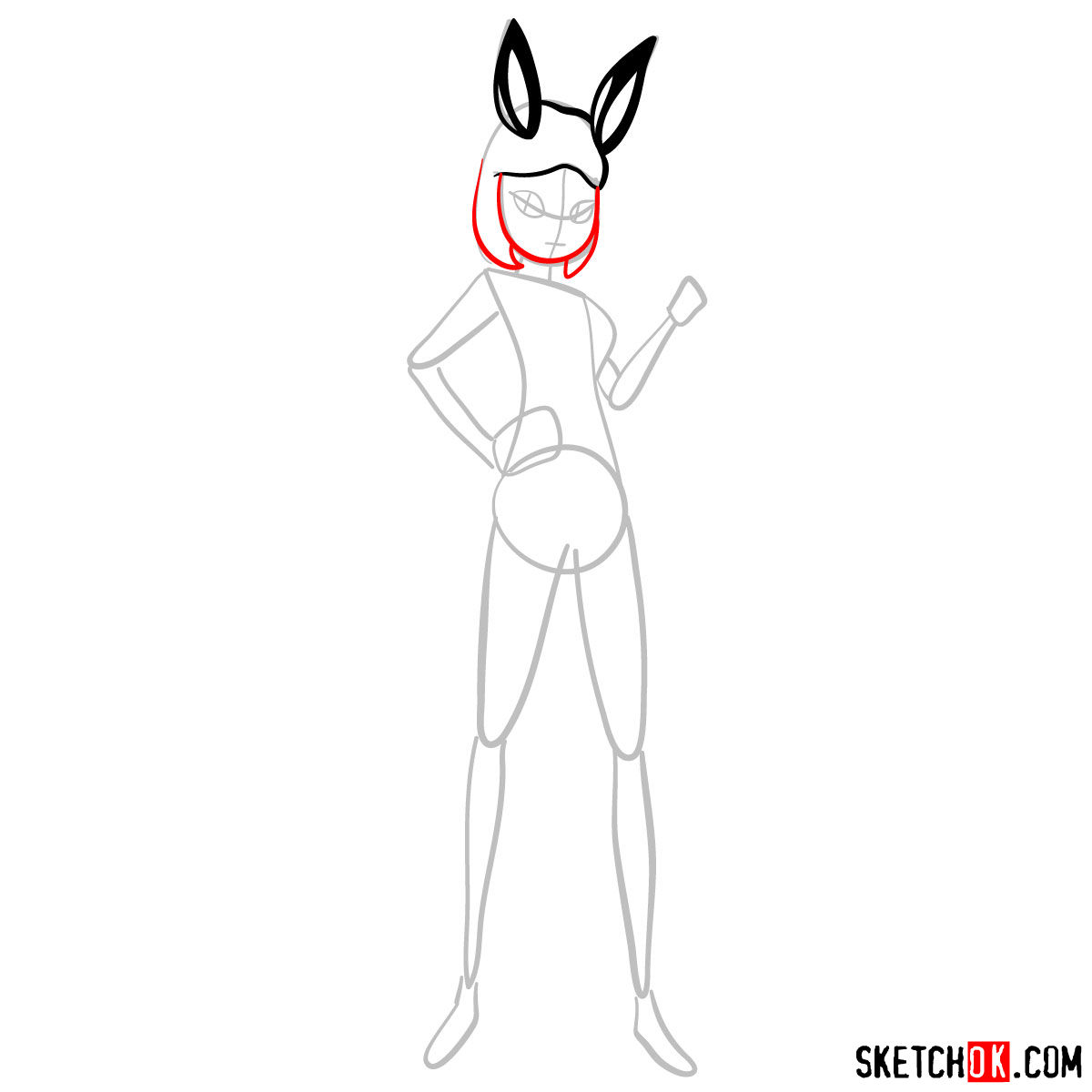 How to draw Rena Rouge | Ladybug - step 04