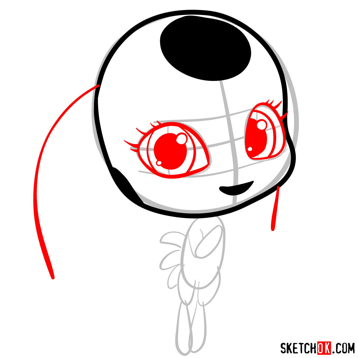 How to draw Tikki from Ladybug and Cat Noir - step 04