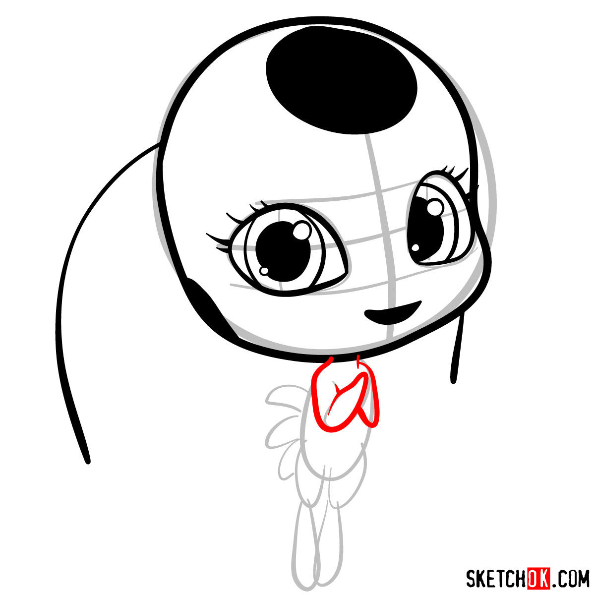 How to draw Tikki from Ladybug and Cat Noir - step 05