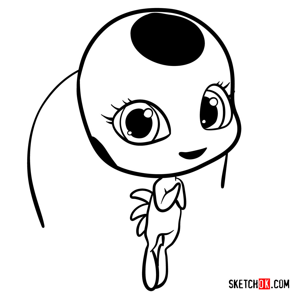 How to draw Tikki from Ladybug and Cat Noir - Sketchok easy drawing guides