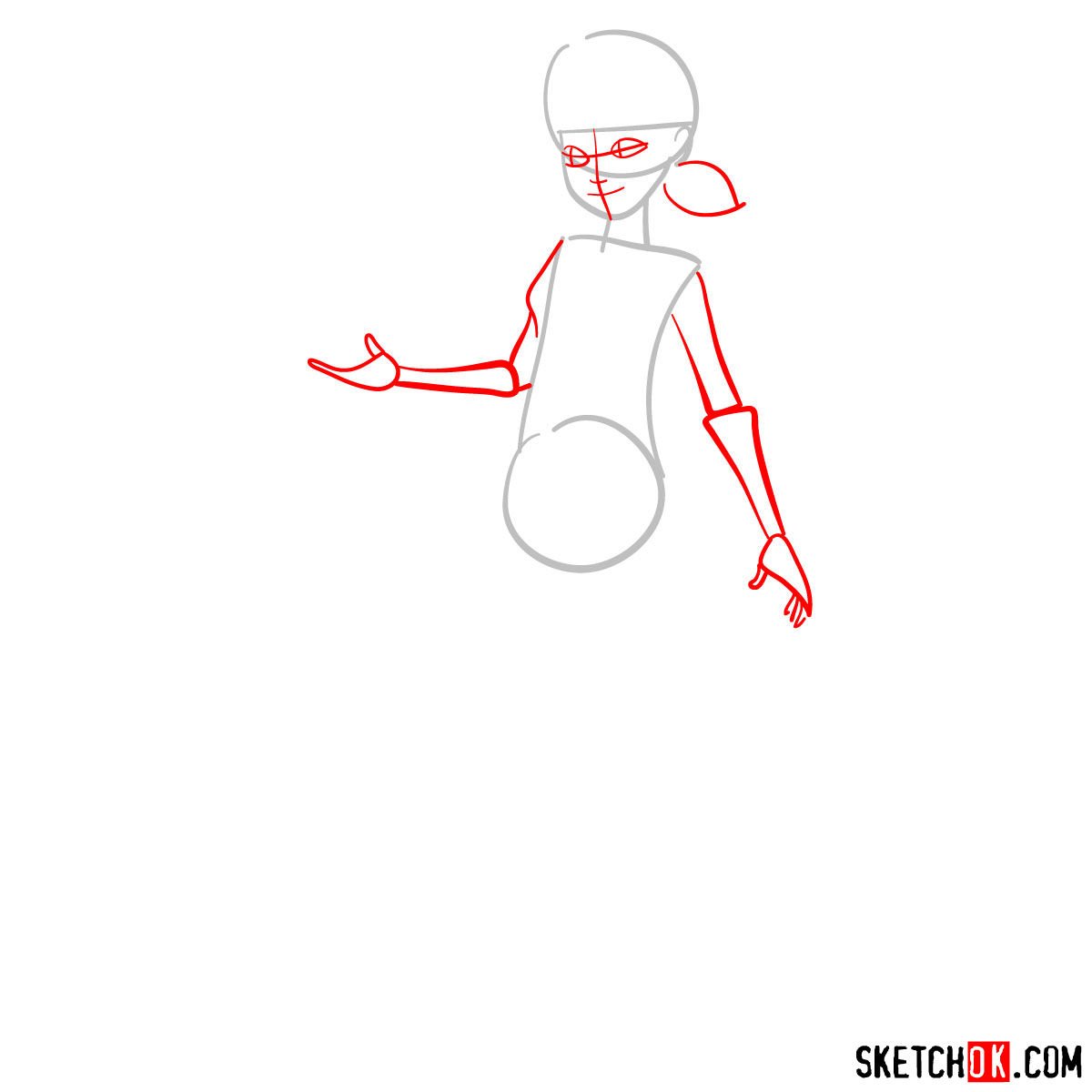 How to draw Marinette (Ladybug) - step 02