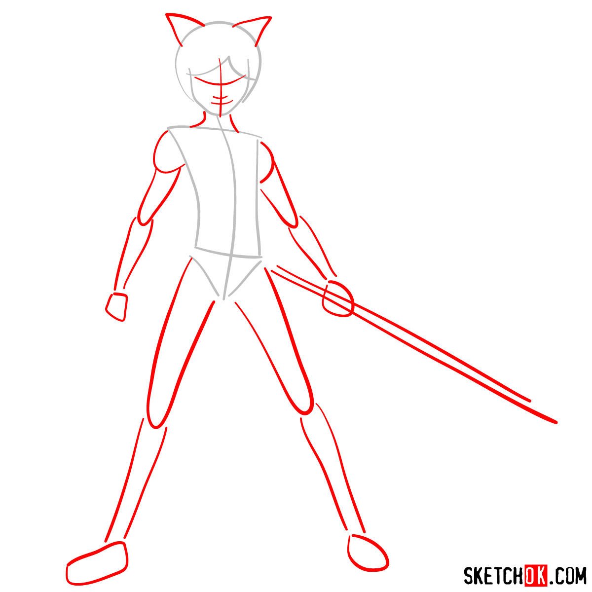 How to draw Cat Noir - step 02