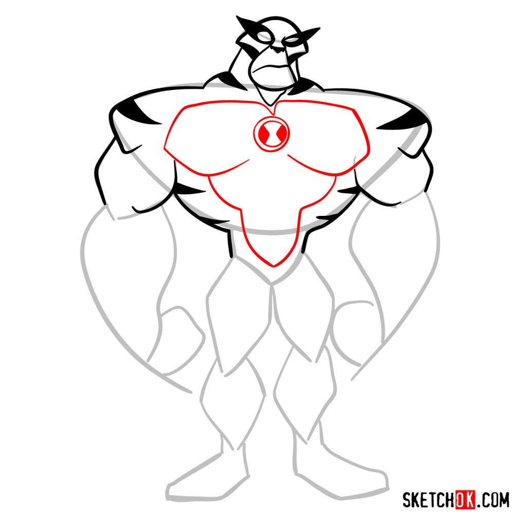 How to draw Rath from Ben 10 - step 07