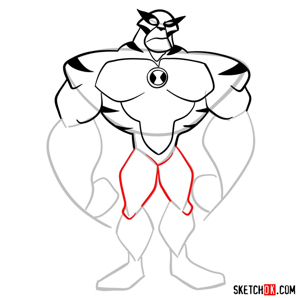 How to draw Rath from Ben 10 - step 08