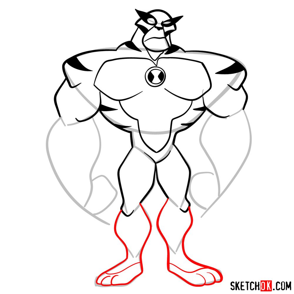 How to draw Rath from Ben 10 - step 09