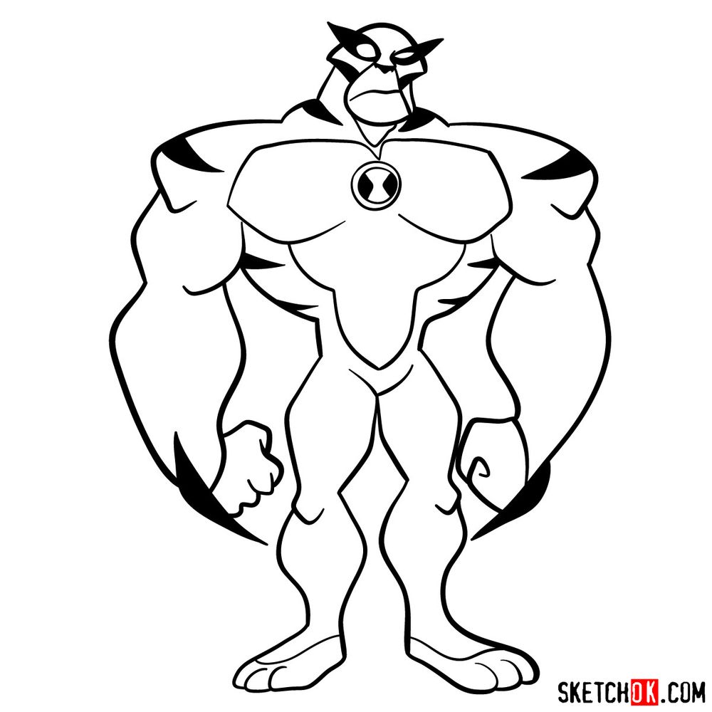 How to draw Rath from Ben 10 - step 12