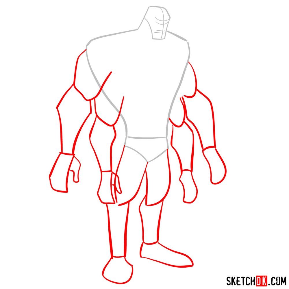 How to draw Ben as Four Arms | Ben 10 - step 02