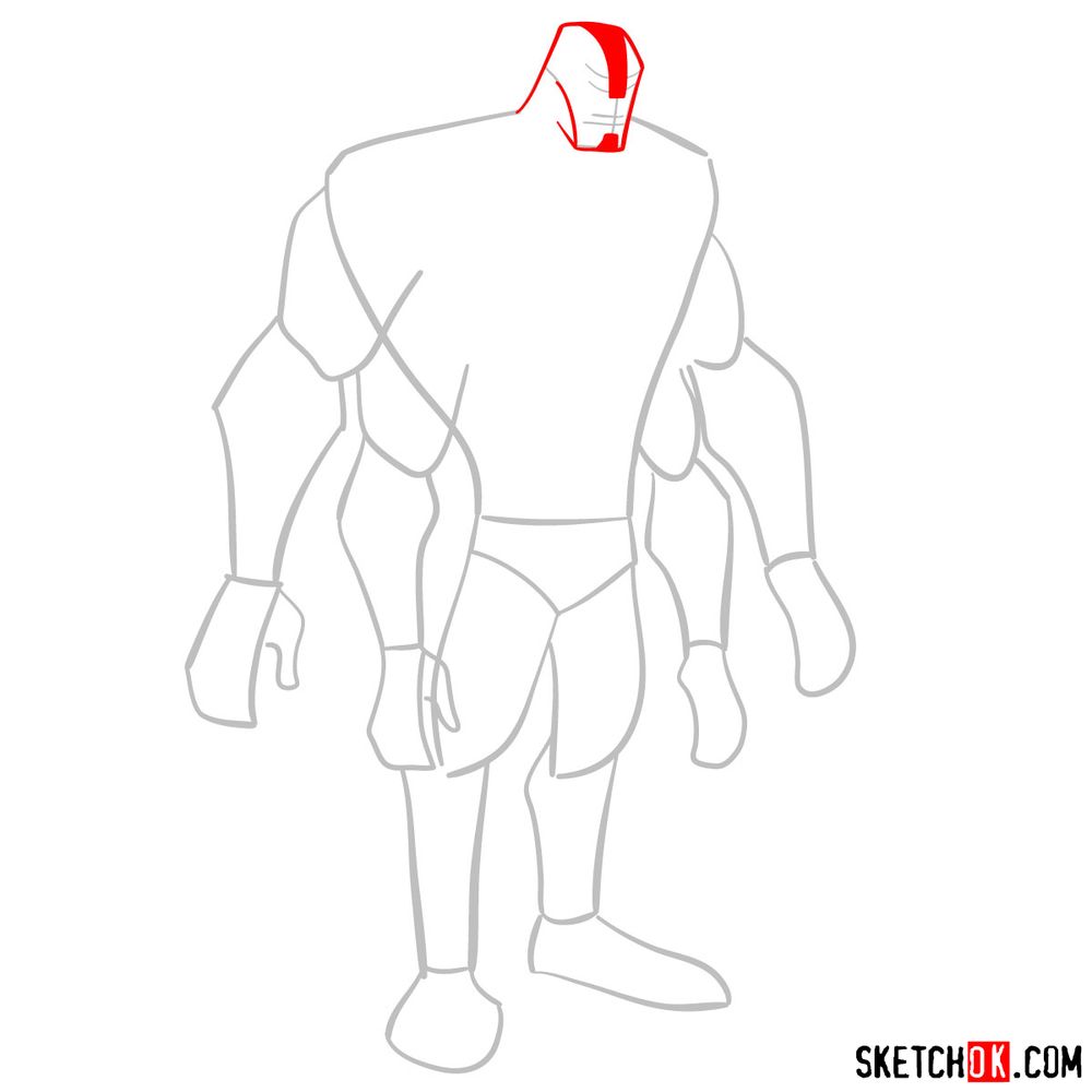 How to draw Ben as Four Arms | Ben 10 - step 03