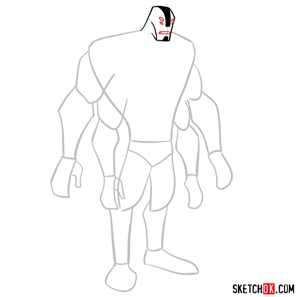 How to draw Ben as Four Arms | Ben 10 - step 04