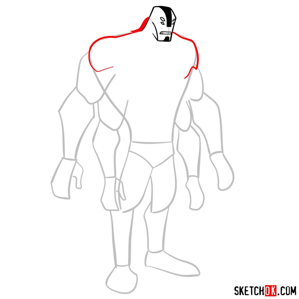 How to draw Ben as Four Arms | Ben 10 - step 05