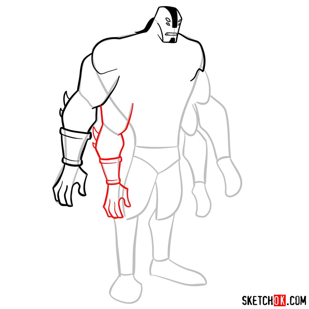 How to draw Ben as Four Arms | Ben 10 - step 07