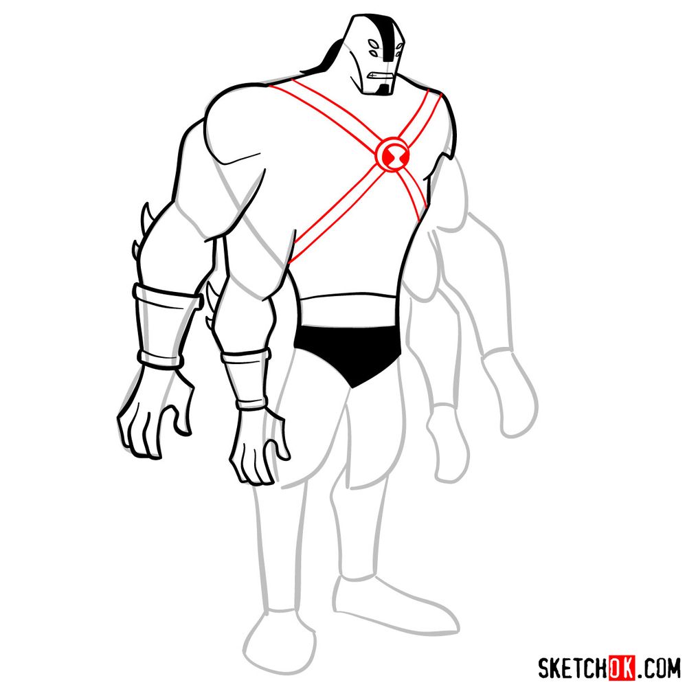 How to draw Ben as Four Arms | Ben 10 - step 09