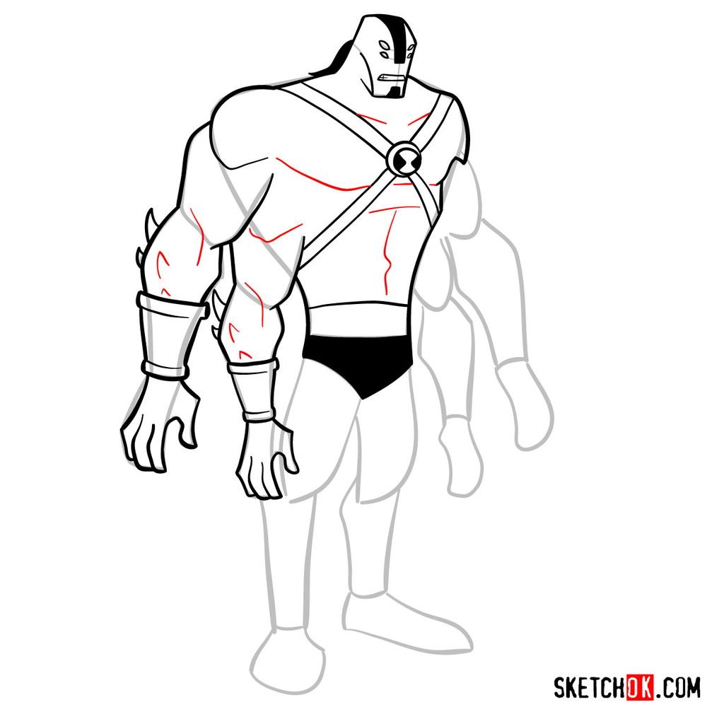 How to draw Ben as Four Arms | Ben 10 - step 10