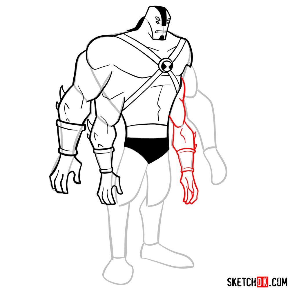 How to draw Ben as Four Arms | Ben 10 - step 11
