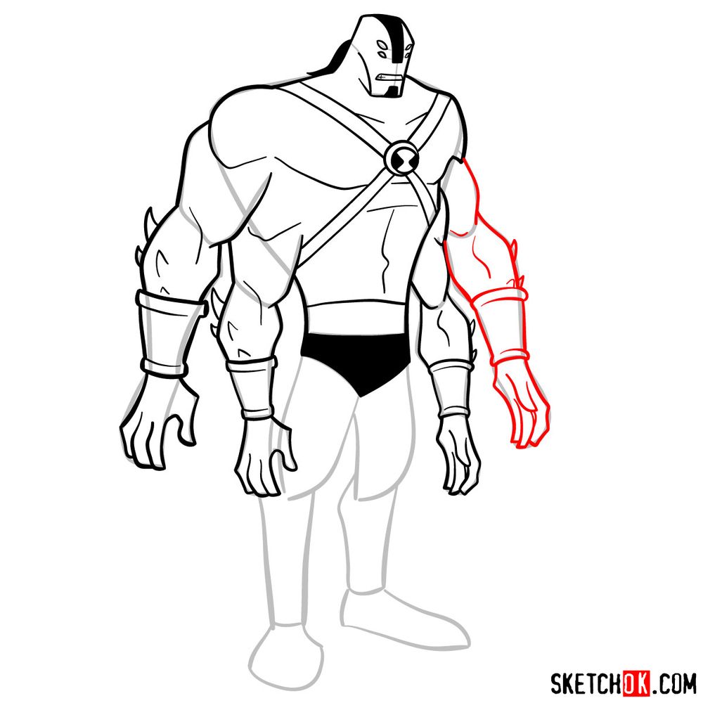 How to draw Ben as Four Arms | Ben 10 - step 12