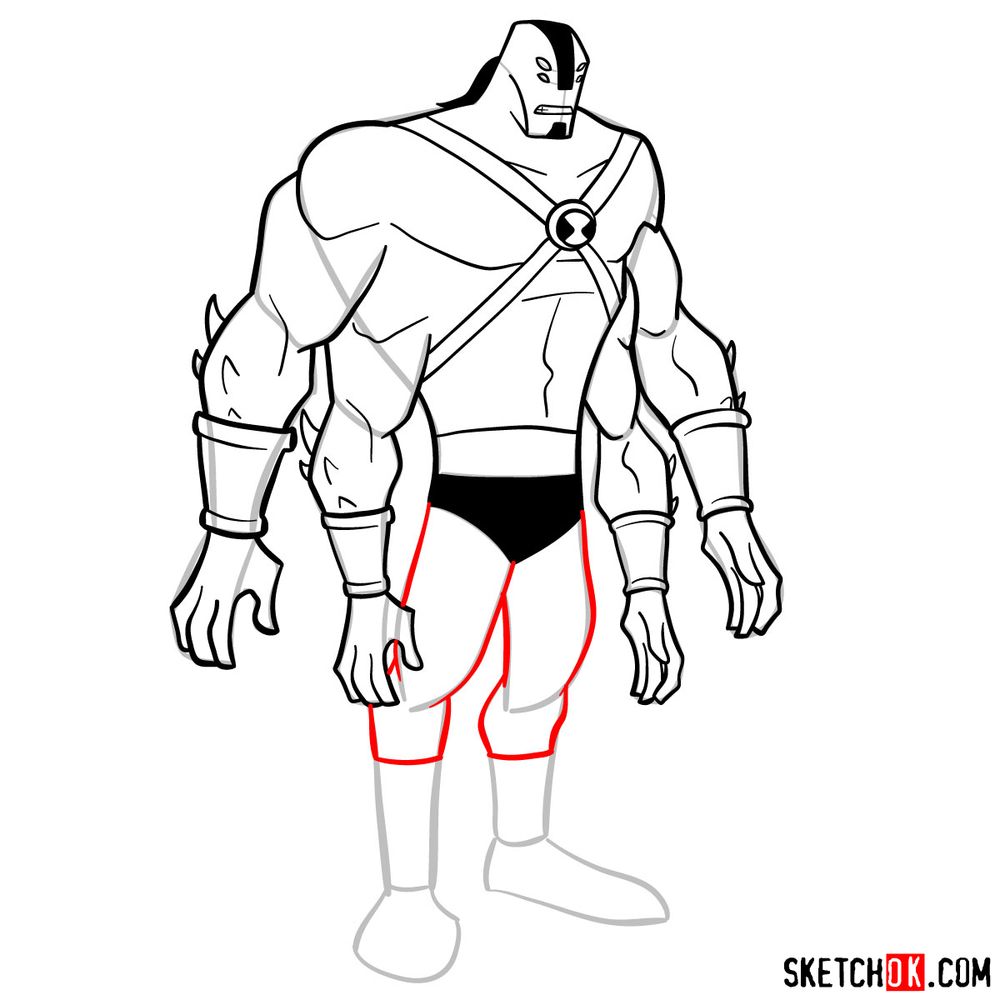 How to draw Ben as Four Arms | Ben 10 - step 13