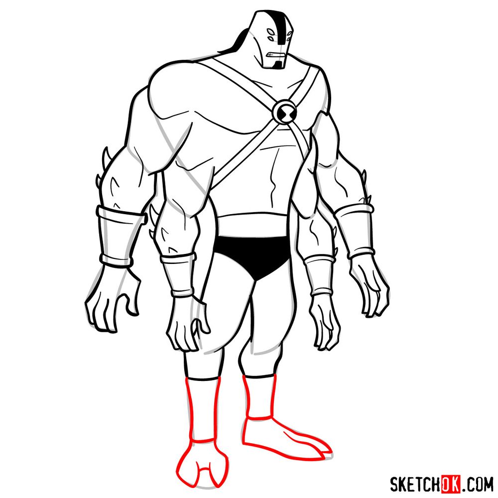 How to draw Ben as Four Arms | Ben 10 - step 14