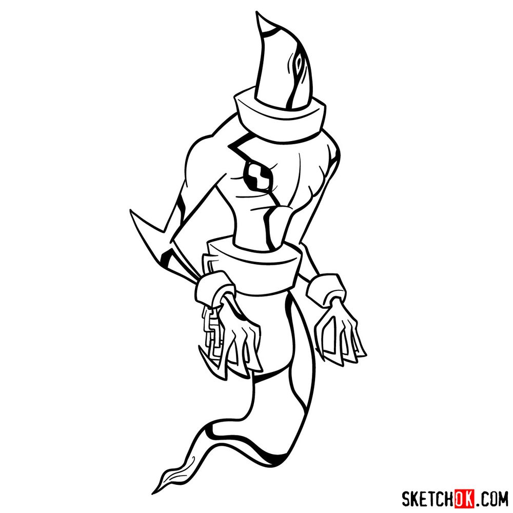 How to draw Ghostfreak from Ben 10 - step 15
