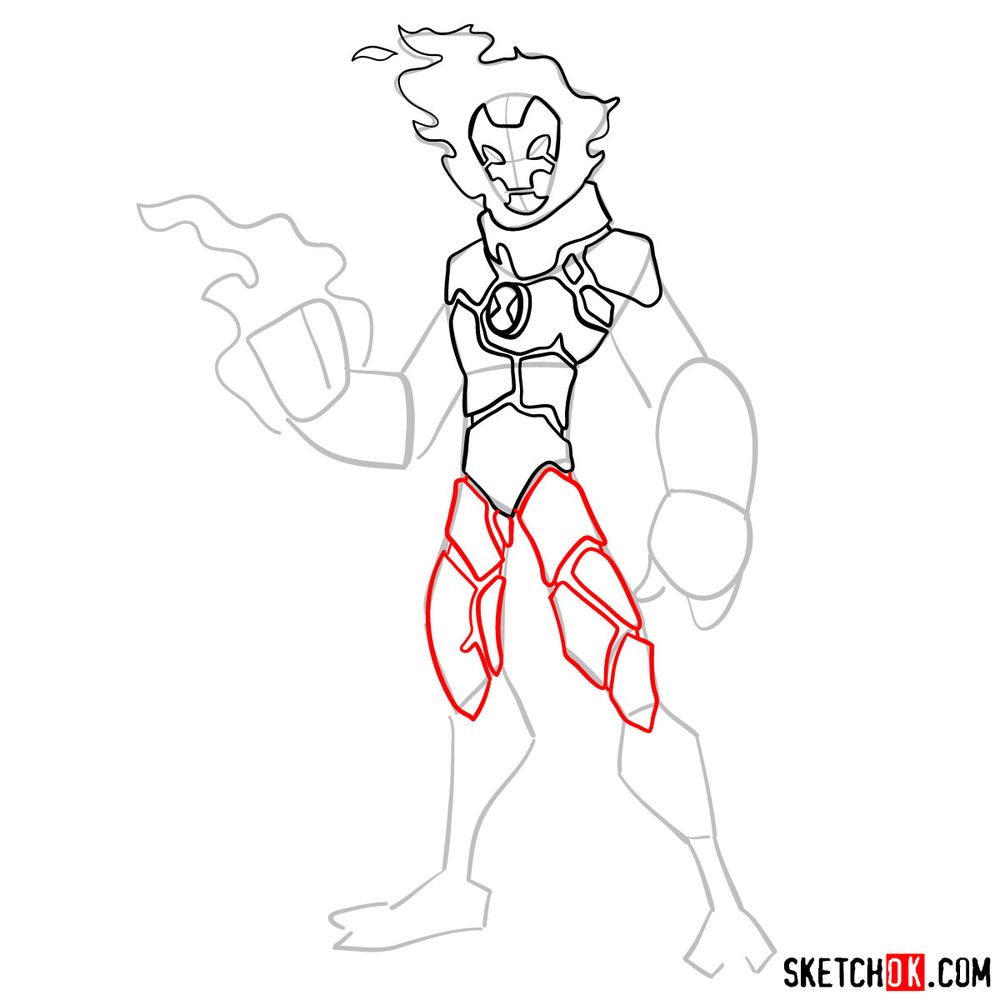How to draw Heatblast from Ben 10 - step 08